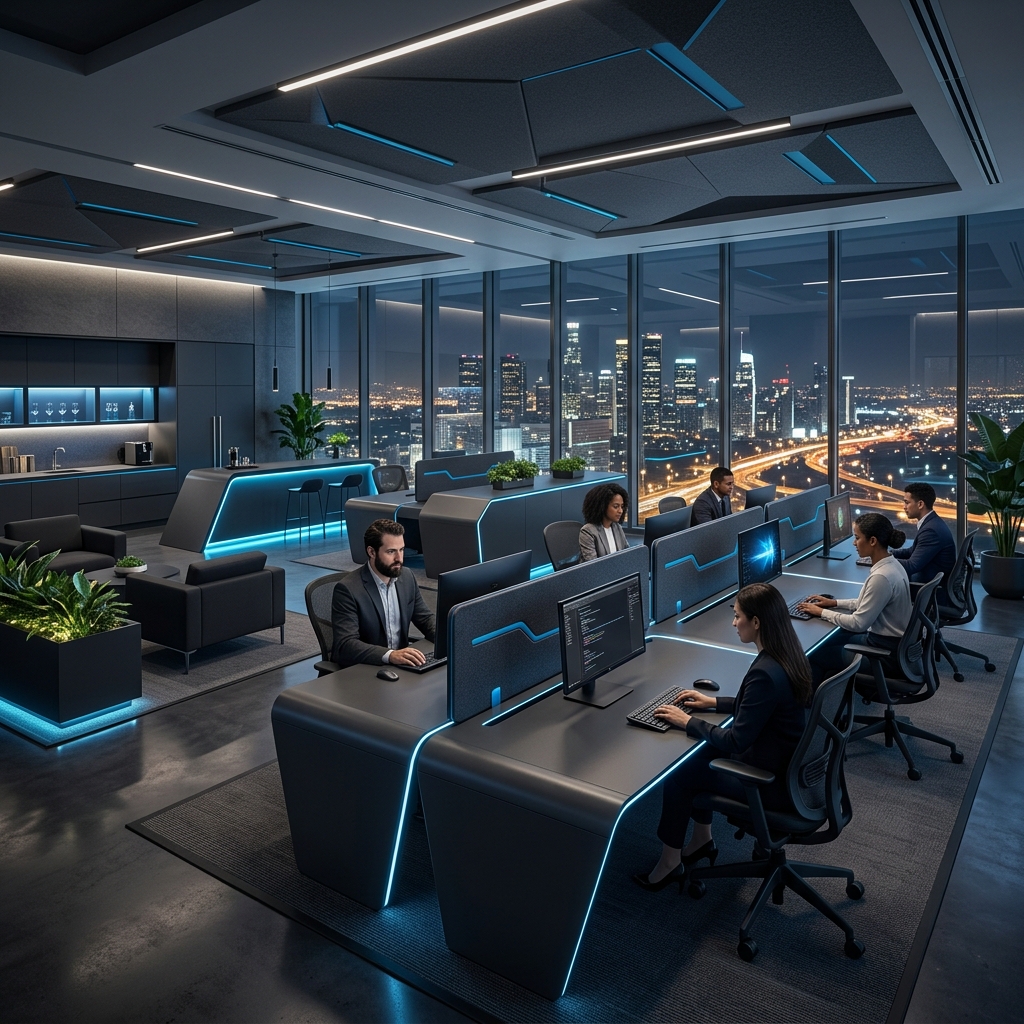 Open plan sleek workspace